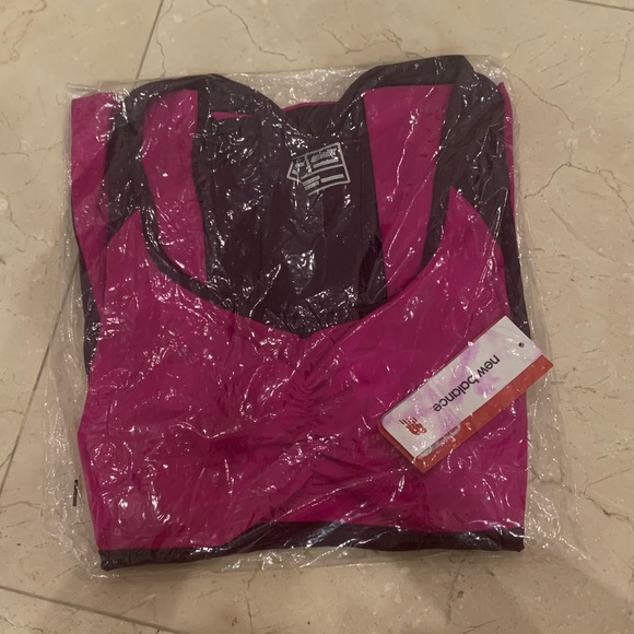 New Balance Pink and Dark Purple Racerback Tank Top with Built in Bra Size M - Picture 2 of 16